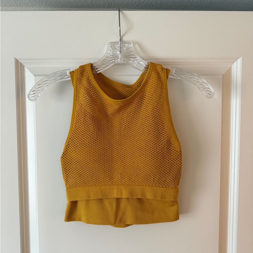 JoyLab Mustard Double Layer Mesh Sports Bra